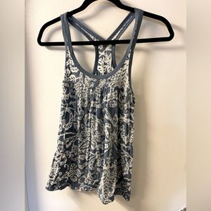 Blue and White Razor Back Tank
